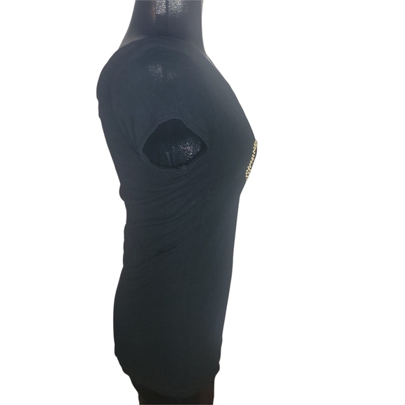 Guess Black Tshirt With Beaded Logo Front L - Picture 3 of 5